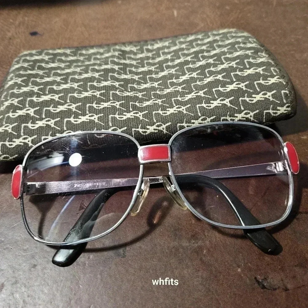 Rare Vintage 70s Yves Saint Laurent Pink Silver Sunglasses with original case